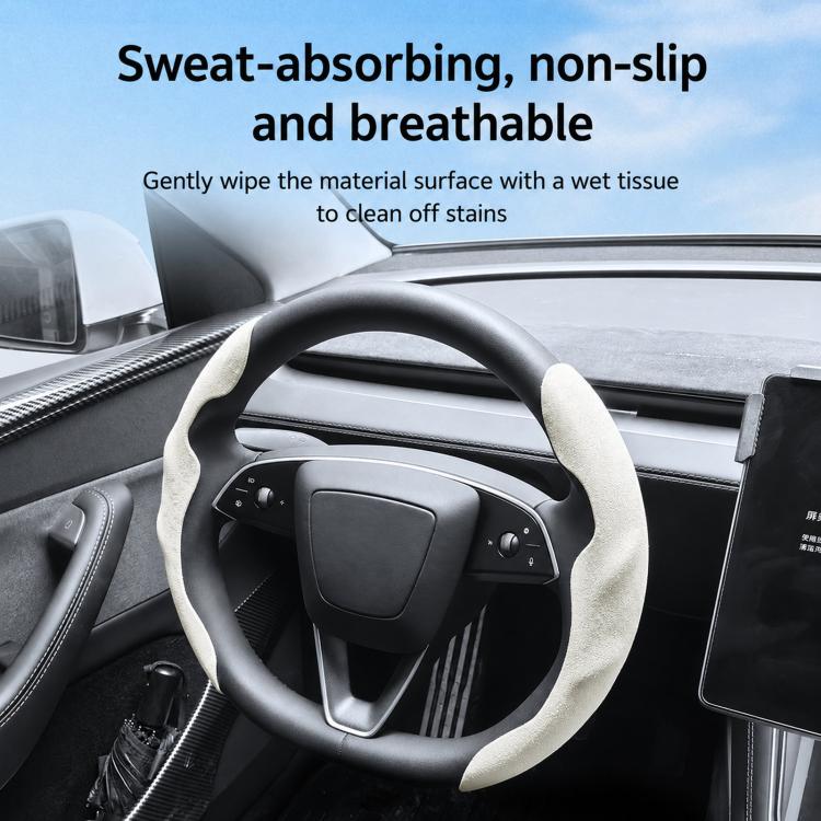 For Tesla Model Series Ultra-Thin Sweat-Wicking Steering Wheel Cover, Spec: NAPPA Black - Image 4