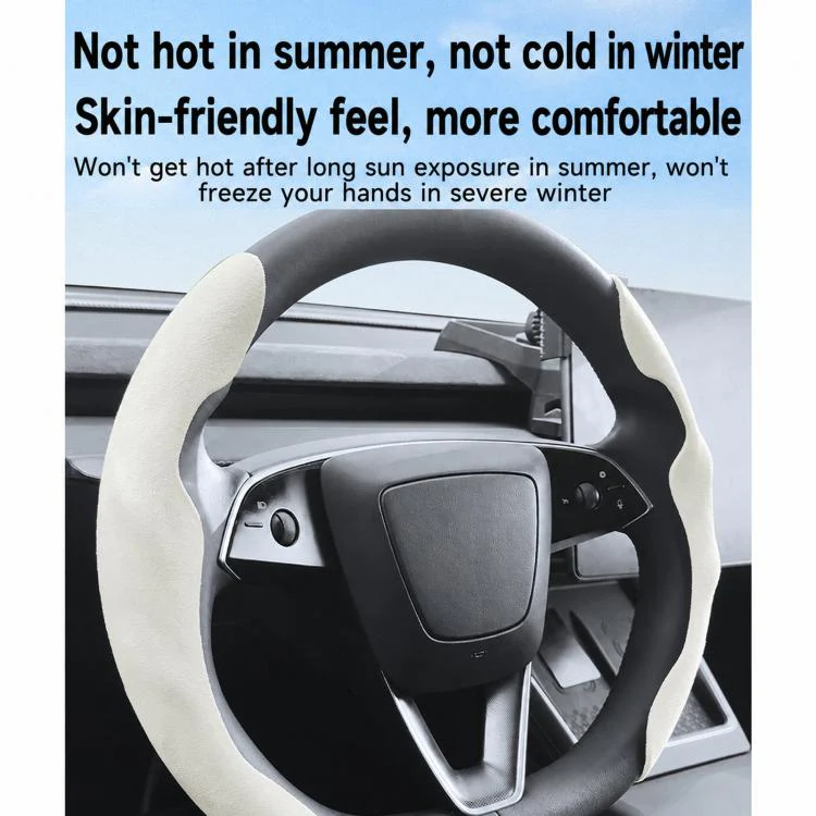 For Tesla Model Series Ultra-Thin Sweat-Wicking Steering Wheel Cover, Spec: NAPPA Black - Image 5