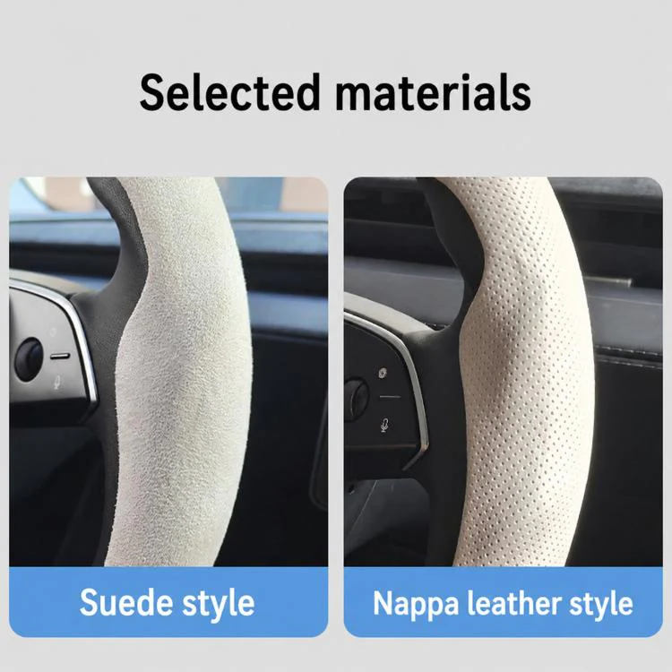 For Tesla Model Series Ultra-Thin Sweat-Wicking Steering Wheel Cover, Spec: NAPPA Black - Image 8