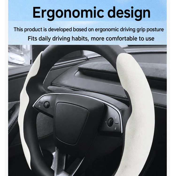 For Tesla Model Series Ultra-Thin Sweat-Wicking Steering Wheel Cover, Spec: Suede Black - Image 6