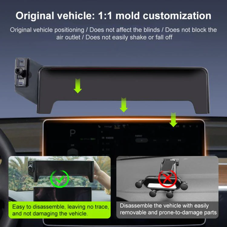 For Tesla Model X / Model S 23-24 17 inch Car Screen Phone Holder Mount with Extension Arm(Black) - Image 6