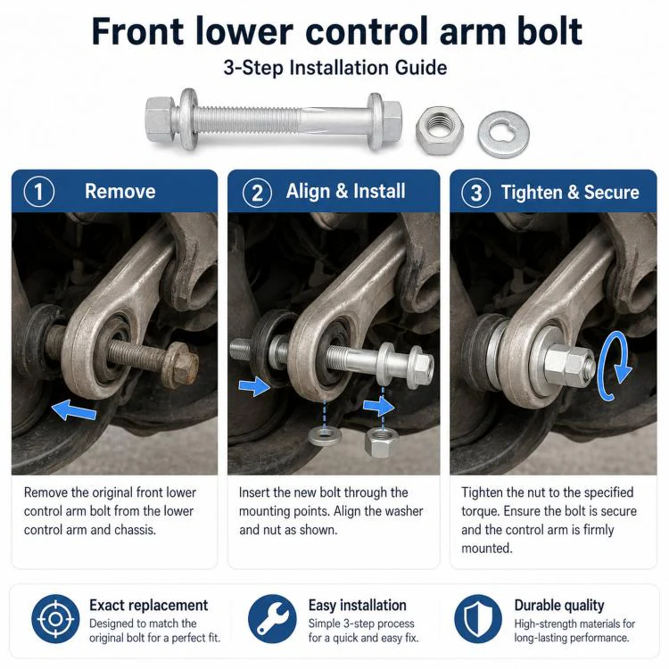 For Tesla Model X / S Front Suspension Lower Control Arm Straight Bolt 2007106 - Image 5