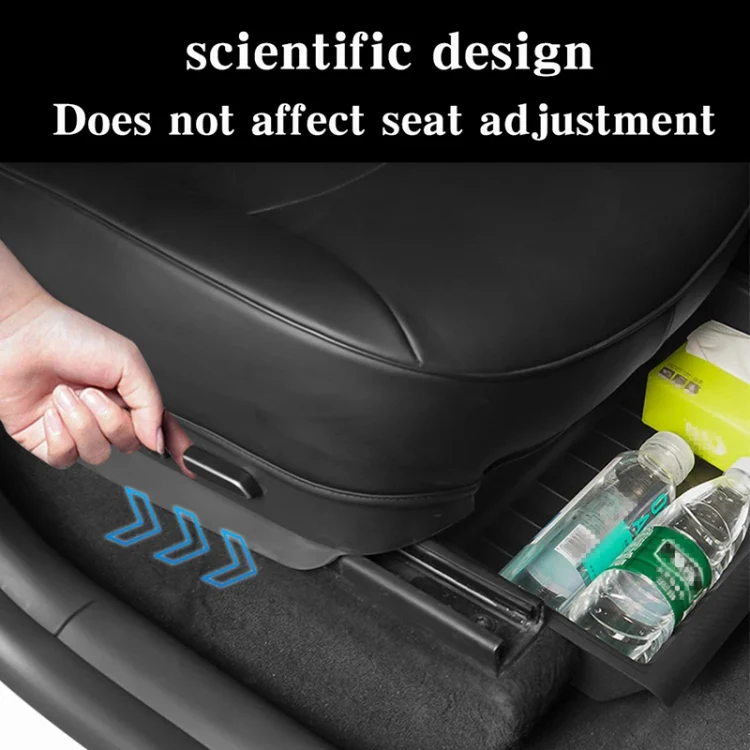 For Tesla Model Y 2021-2023 TPE Storage Organizer Under Car Seat, Style:with Cover(Black) - Image 4