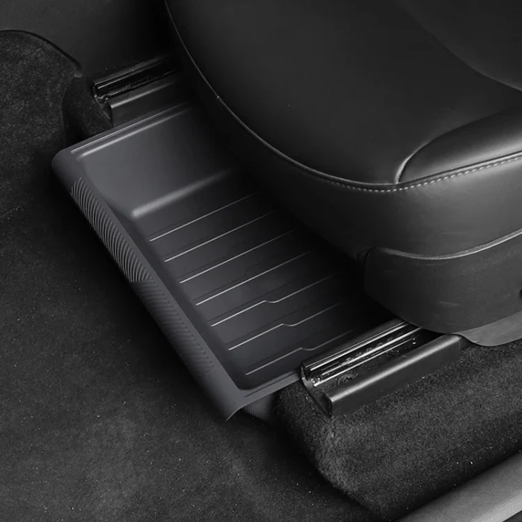 For Tesla Model Y 2021-2023 TPE Storage Organizer Under Car Seat, Style:with Cover(Black) - Image 5