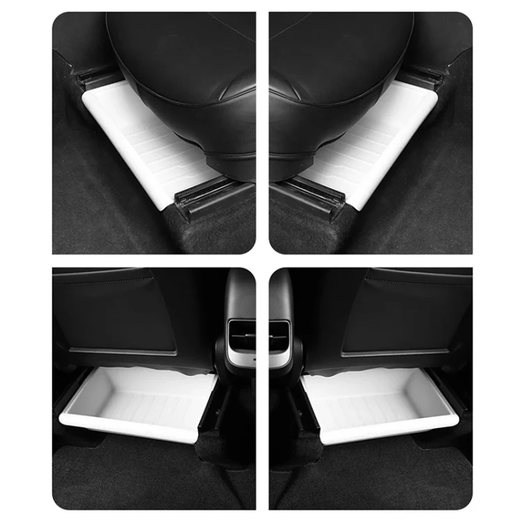 For Tesla Model Y 2021-2023 TPE Storage Organizer Under Car Seat, Style:with Cover(Black) - Image 7