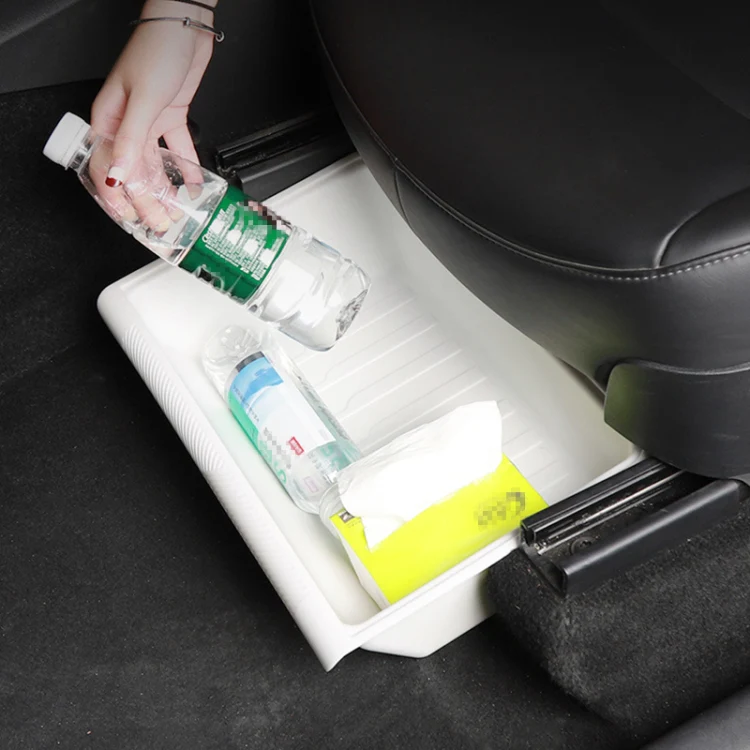For Tesla Model Y 2021-2023 TPE Storage Organizer Under Car Seat, Style:with Cover(Black) - Image 9