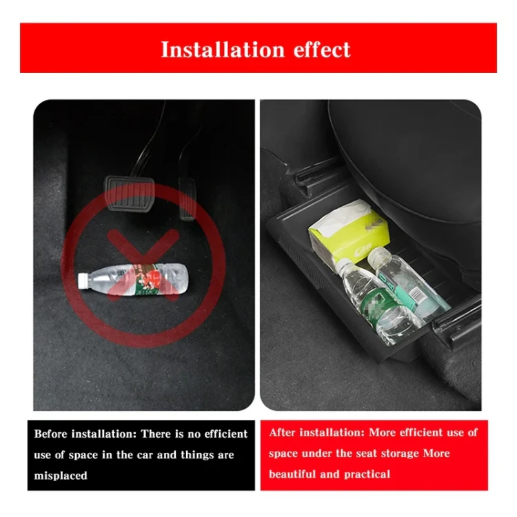 For Tesla Model Y 2021-2023 TPE Storage Organizer Under Car Seat, Style:without Cover(Grey) - Image 8
