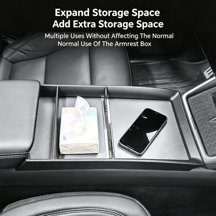For Tesla Model Y / 3 / YL Center Console Storage Box Panel Frame(Black) - Image 5