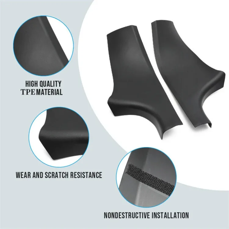 For Tesla Model Y Rear Door Built-In Sill Strip Rear Seats Anti-Kick Leather Protective Pad(Carbon Fiber) - Image 8