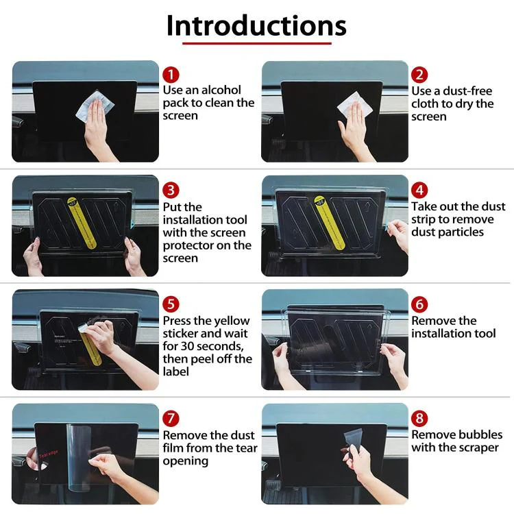For Tesla Model Y Refresh 2025 Easy Install Box Dust-Free Anti-Fingerprint Car Navigator HD Tempered Glass Film - Image 8
