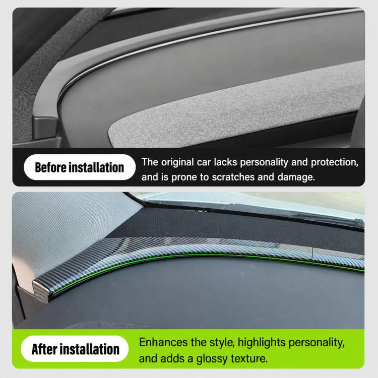 For Tesla Model Y / Y L Car Front Windshield Ambient Light Decorative Trim Strip(Glossy Carbon Fiber) - Image 8
