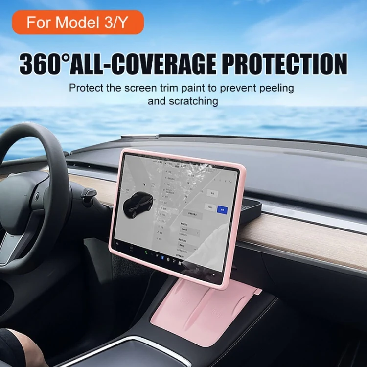 For Tesla Model3/Y Screen Bumper Protective Cover Silicone Frame(Black) - Image 4