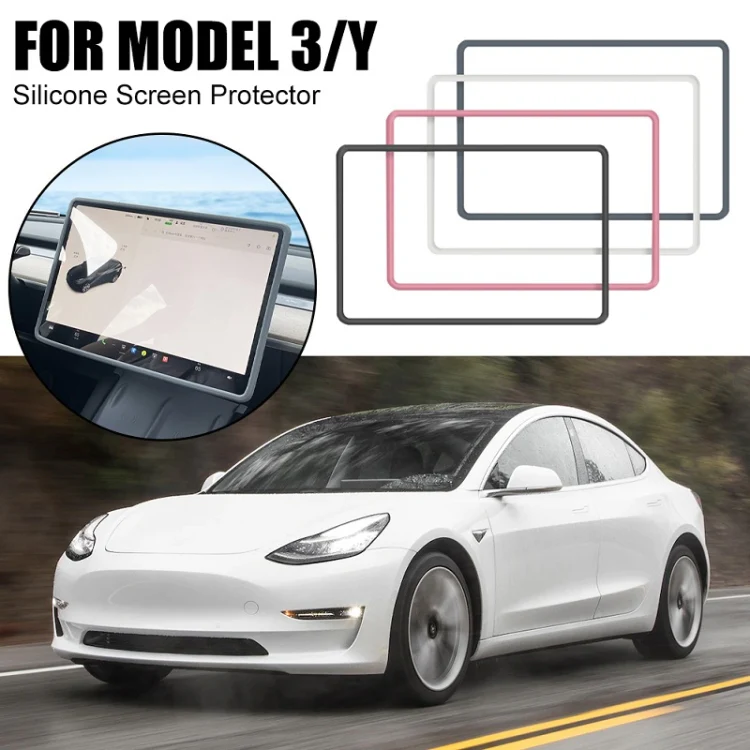 For Tesla Model3/Y Screen Bumper Protective Cover Silicone Frame(Black) - Image 5