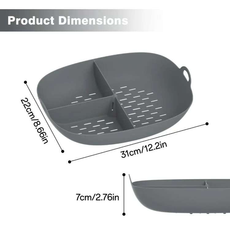 For Thermomix TM7 Food Processor Food Grade Silicone Divided Steamer Tray Replacement Part(Black) - Image 3