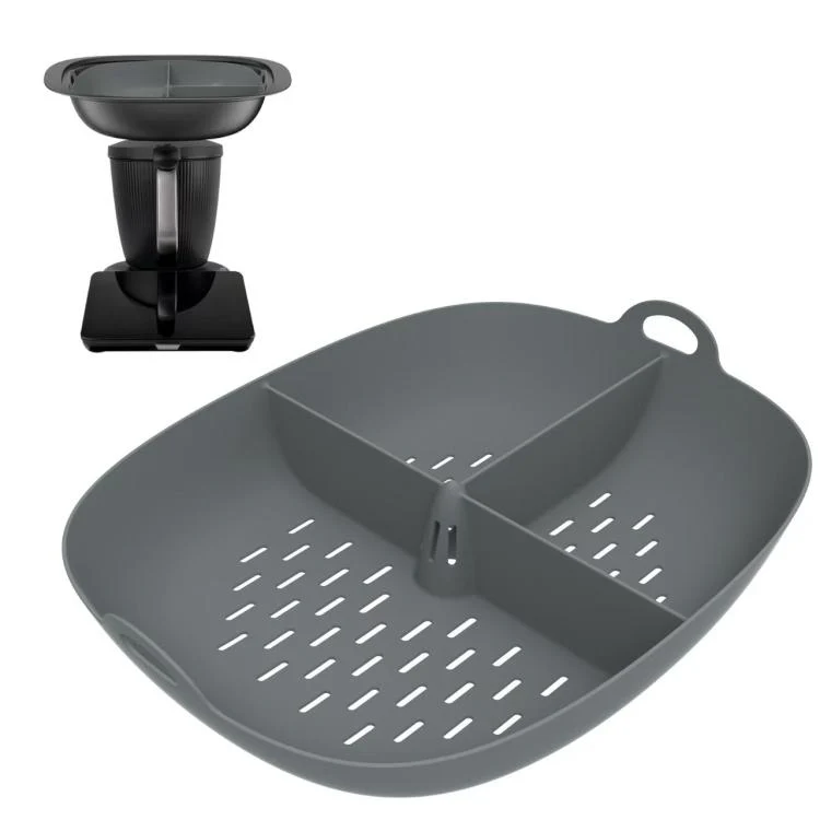 For Thermomix TM7 Food Processor Food Grade Silicone Divided Steamer Tray Replacement Part(Grey)