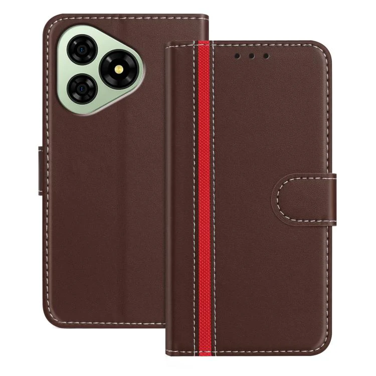 For Ulefone Note 19 Color Block Card Slots Vegan Leather Phone Case(Brown)
