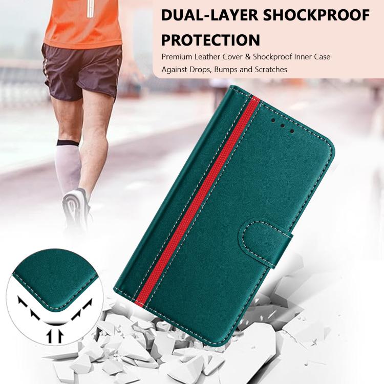 For Ulefone Note 19 Color Block Card Slots Vegan Leather Phone Case(Green) - Image 6