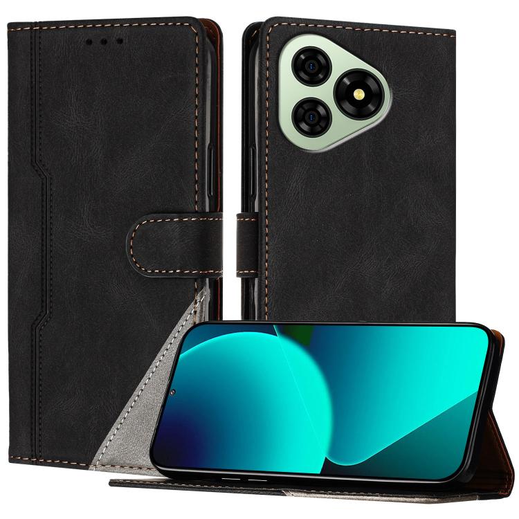 For Ulefone Note 19 Color Matching Buckle Clasp Vegan Leather Phone Case(Black)