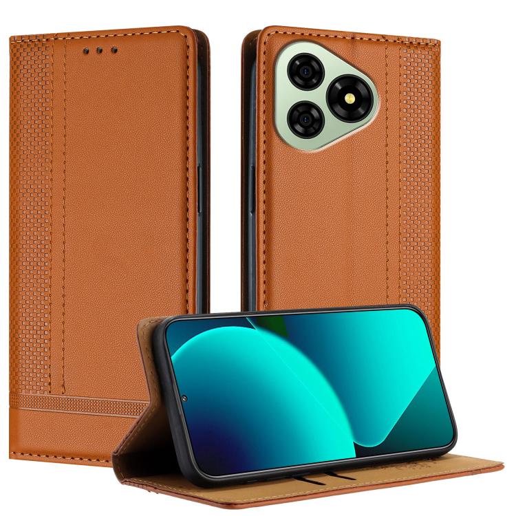 For Ulefone Note 19 Stitching Design Scratch-Resistant Vegan Leather Phone Case(Brown)