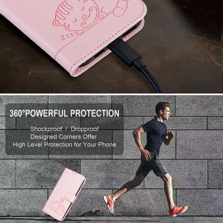 For Ulefone Note 20 Pro Cat Butterfly Embossed RFID Vegan Leather Phone Case with Strap(Pink) - Image 8