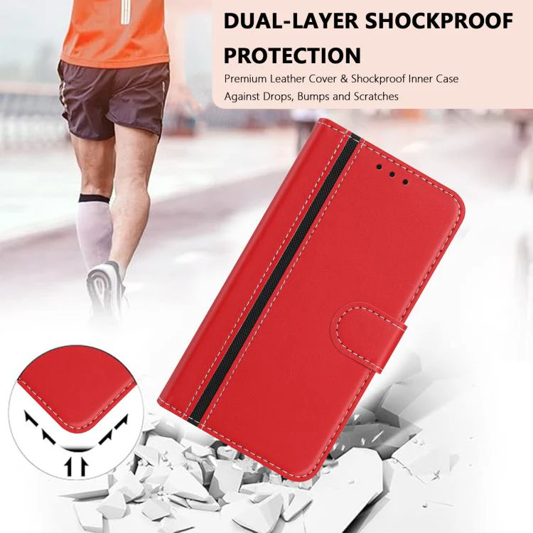 For Ulefone Note 20 Pro Color Block Card Slots Vegan Leather Phone Case(Red) - Image 6