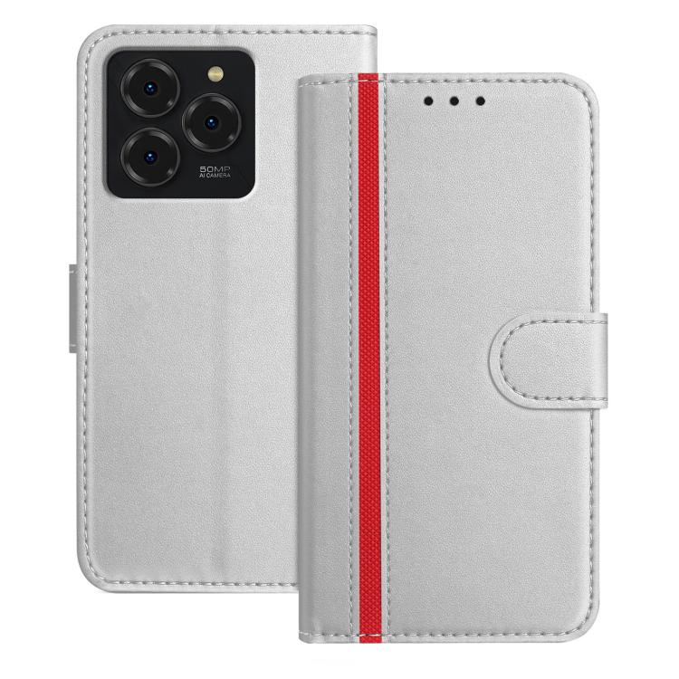 For Ulefone Note 20 Pro Color Block Card Slots Vegan Leather Phone Case(Silver)