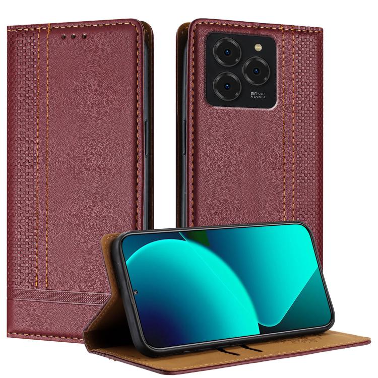 For Ulefone Note 20 Pro Stitching Design Scratch-Resistant Vegan Leather Phone Case(Wine Red)