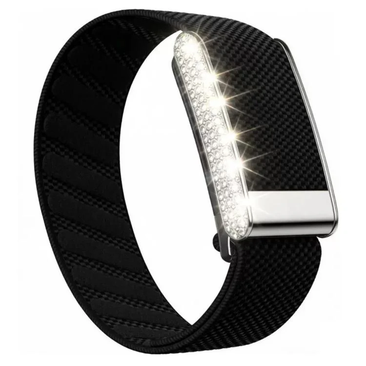For WHOOP 5.0 Regular Full Diamond Style Elastic Nylon Watch Band(Black)