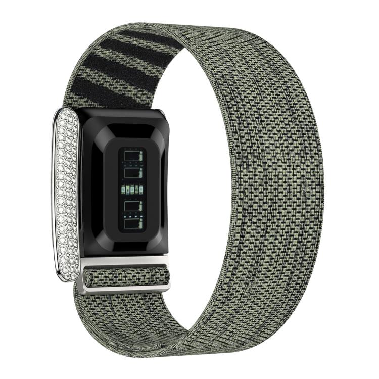 For WHOOP 5.0 Regular Full Diamond Style Elastic Nylon Watch Band(Grey Green) - Image 2