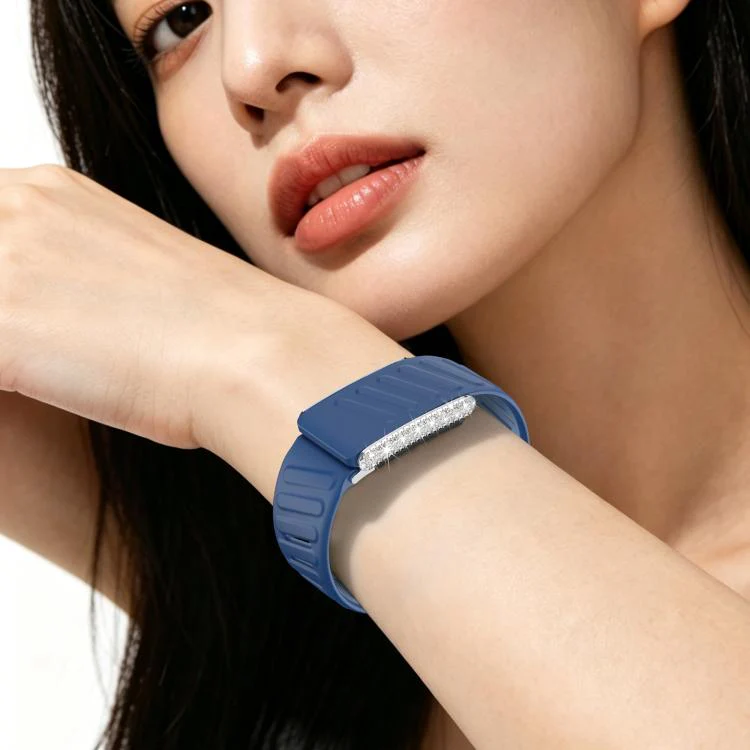 For WHOOP 5.0 Regular Full Diamond Style Two Color Silicone Watch Band(Dark Blue Light Blue) - Image 4