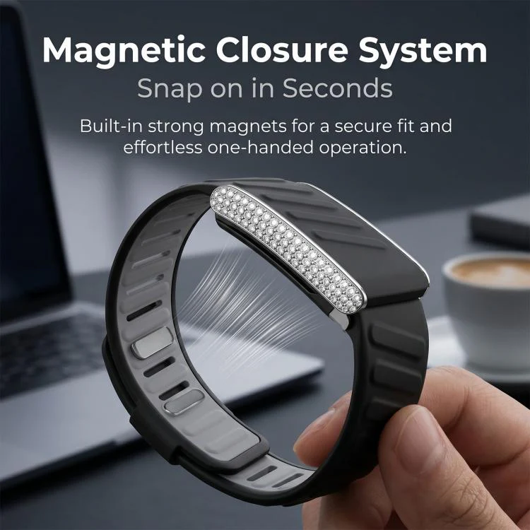 For WHOOP 5.0 Regular Full Diamond Style Two Color Silicone Watch Band(Dark Blue Light Blue) - Image 9