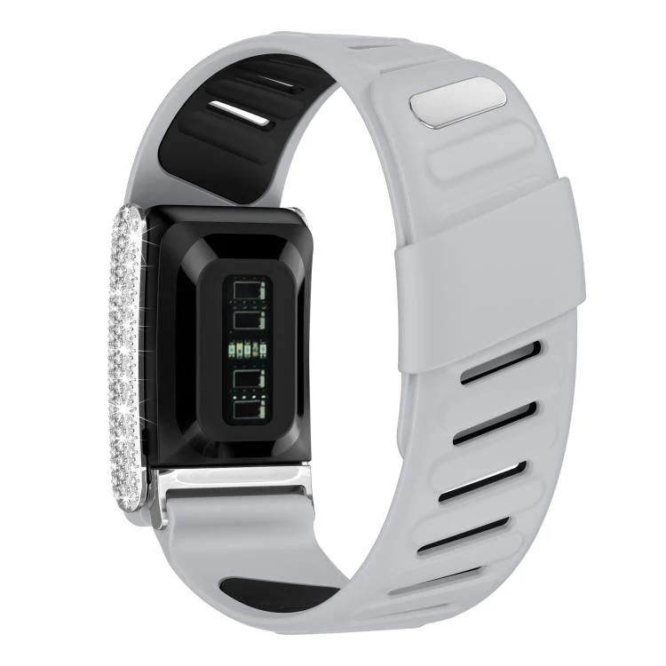 For WHOOP 5.0 Regular Full Diamond Style Two Color Silicone Watch Band(Light Gray Black) - Image 2