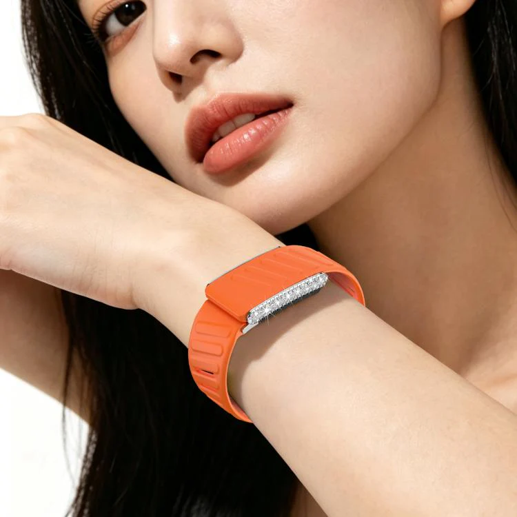 For WHOOP 5.0 Regular Full Diamond Style Two Color Silicone Watch Band(Orange Light Orange) - Image 4