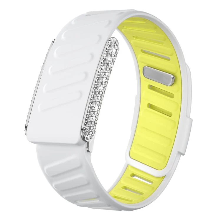For WHOOP 5.0 Regular Full Diamond Style Two Color Silicone Watch Band(White Yellow Lime)