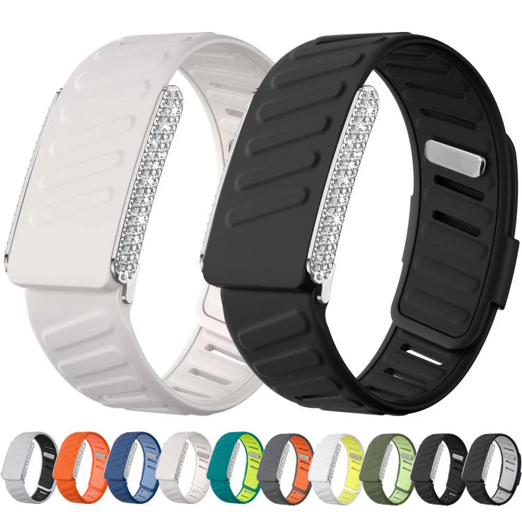 For WHOOP 5.0 Regular Full Diamond Style Two Color Silicone Watch Band(White Yellow Lime) - Image 5