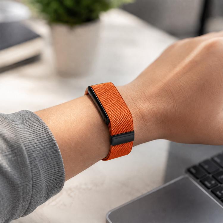 For WHOOP 5.0 Regular Metal Frame Integrated Magnetic Clasp Nylon Watch Band(Rust Red) - Image 4