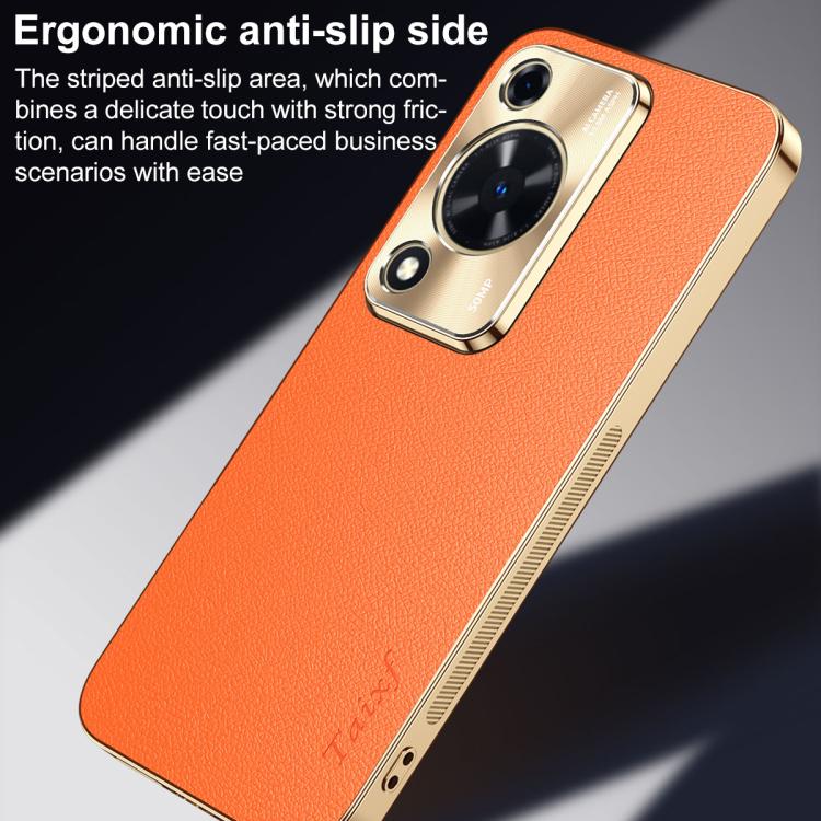 For Wiko Hi Enjoy 70 Electroplated Frame Litchi Texture PC + TPU Vegan Leather Phone Case(Brown) - Image 10