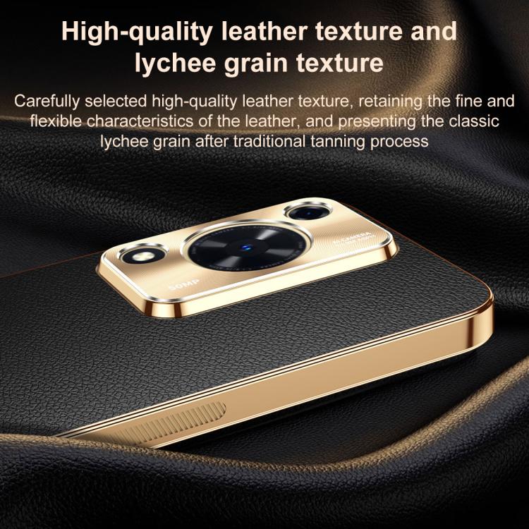 For Wiko Hi Enjoy 70 Electroplated Frame Litchi Texture PC + TPU Vegan Leather Phone Case(Brown) - Image 4