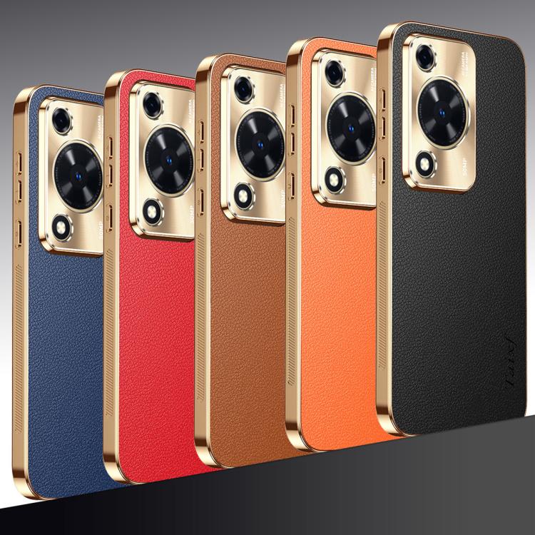 For Wiko Hi Enjoy 70 Electroplated Frame Litchi Texture PC + TPU Vegan Leather Phone Case(Orange) - Image 2