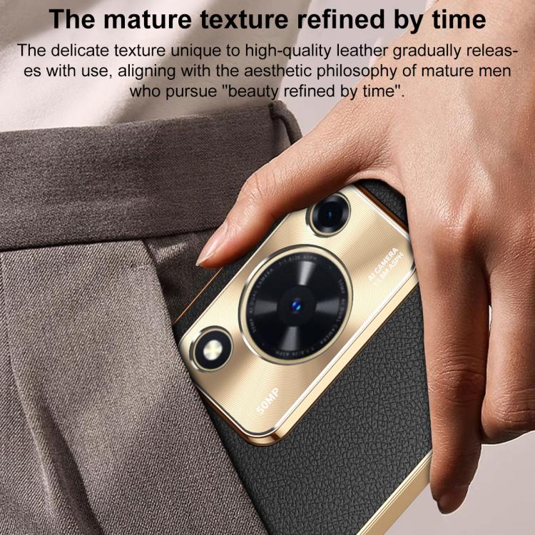 For Wiko Hi Enjoy 70 Electroplated Frame Litchi Texture PC + TPU Vegan Leather Phone Case(Orange) - Image 9