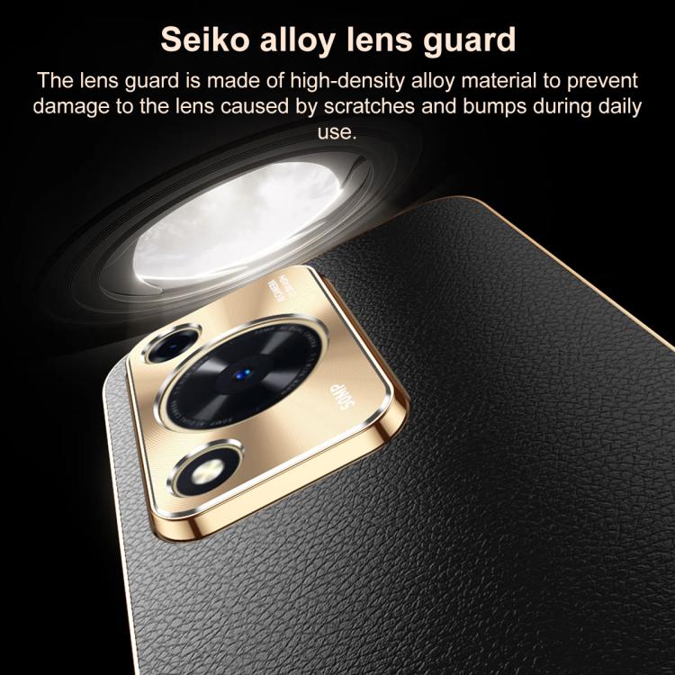 For Wiko Hi Enjoy 70 Electroplated Frame Litchi Texture PC + TPU Vegan Leather Phone Case(Red) - Image 3