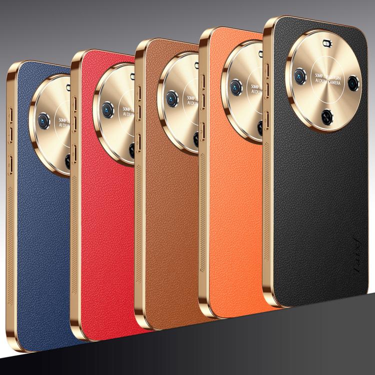 For Wiko Hi Enjoy 70 Plus Electroplated Frame Litchi Texture PC + TPU Vegan Leather Phone Case(Brown) - Image 2