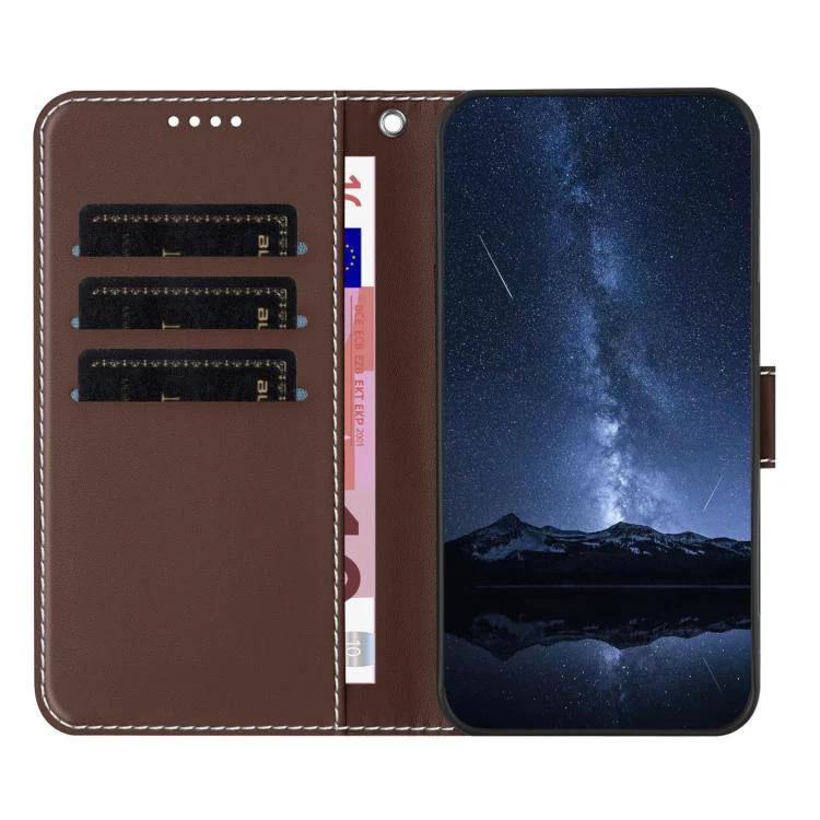 For Xiaomi 17 Color Block Card Slots Vegan Leather Phone Case(Brown) - Image 3