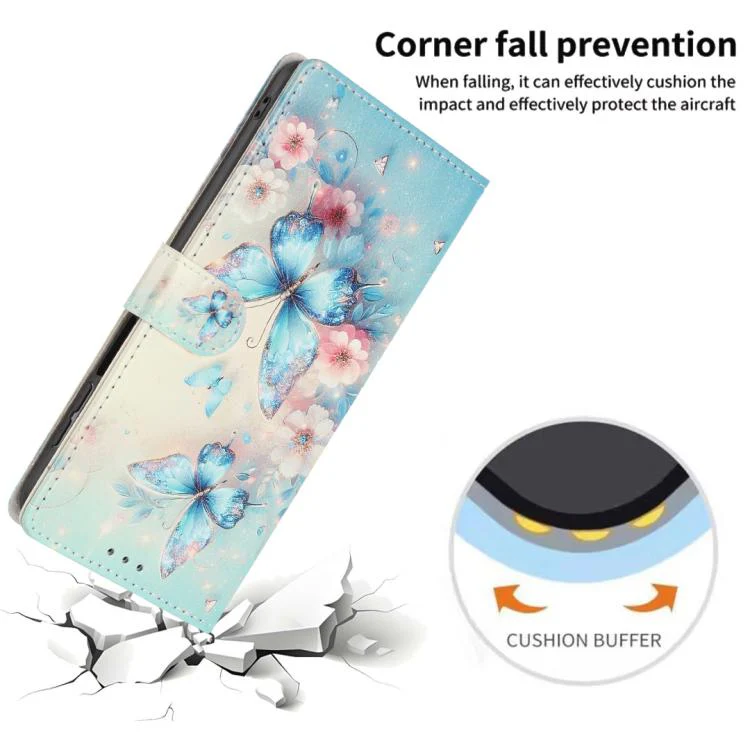 For Xiaomi 17 Colorful Painting Vegan Leather Phone Case with Lanyard(Blue Butterflies) - Image 4