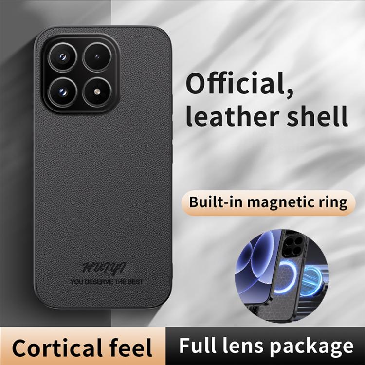 For Xiaomi 17 HUIYI Leather Magnetic Phone Case(Brown) - Image 2