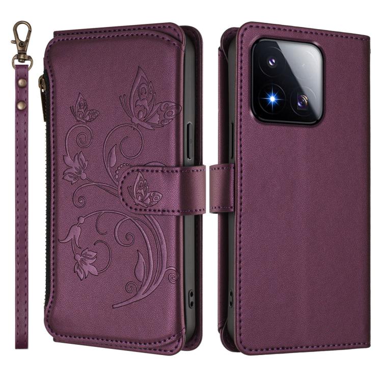 For Xiaomi 17 Max 5G Butterfly Love Flower Multi-card Zipper Wallet Leather Phone Case(Dark Purple) - Image 2