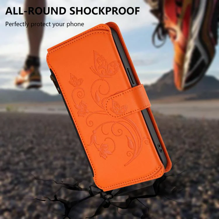 For Xiaomi 17 Max 5G Butterfly Love Flower Multi-card Zipper Wallet Leather Phone Case(Orange) - Image 5