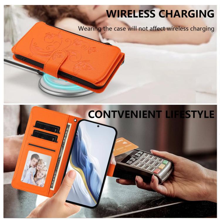 For Xiaomi 17 Max 5G Butterfly Love Flower Multi-card Zipper Wallet Leather Phone Case(Orange) - Image 7