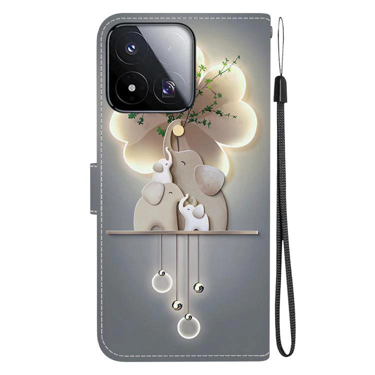 For Xiaomi 17 Max 5G Crystal Texture Colored Drawing Leather Phone Case(Elephants) - Image 3