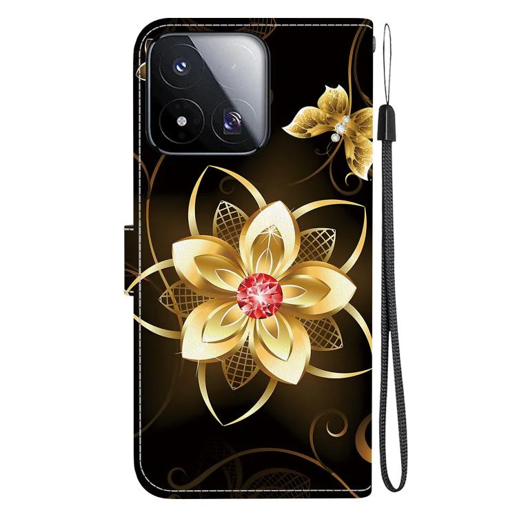 For Xiaomi 17 Max 5G Crystal Texture Colored Drawing Leather Phone Case(Gold Flower) - Image 3